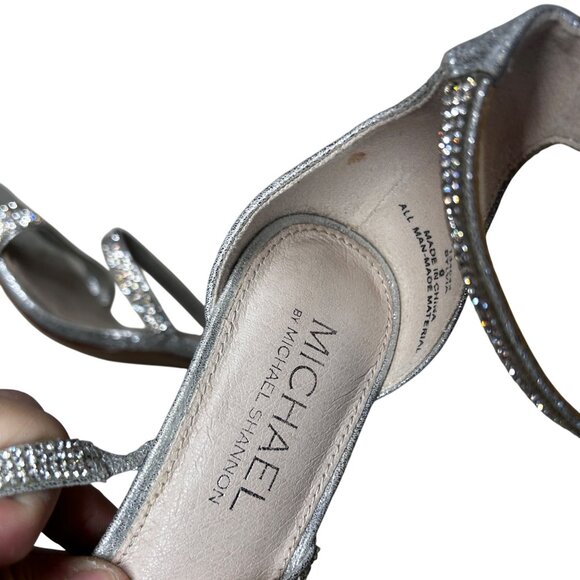 Michael Kors Silver Rhinestone Strappy High Heel Sandals Women's 6 KORS-6 - Picture 8 of 8